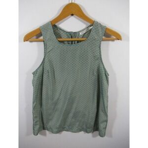 Y2K Body Central Button Back Blouse Women M Sleeveless Geometric Lightweight